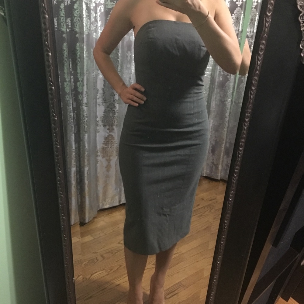 Express strapless bodycon midi dress